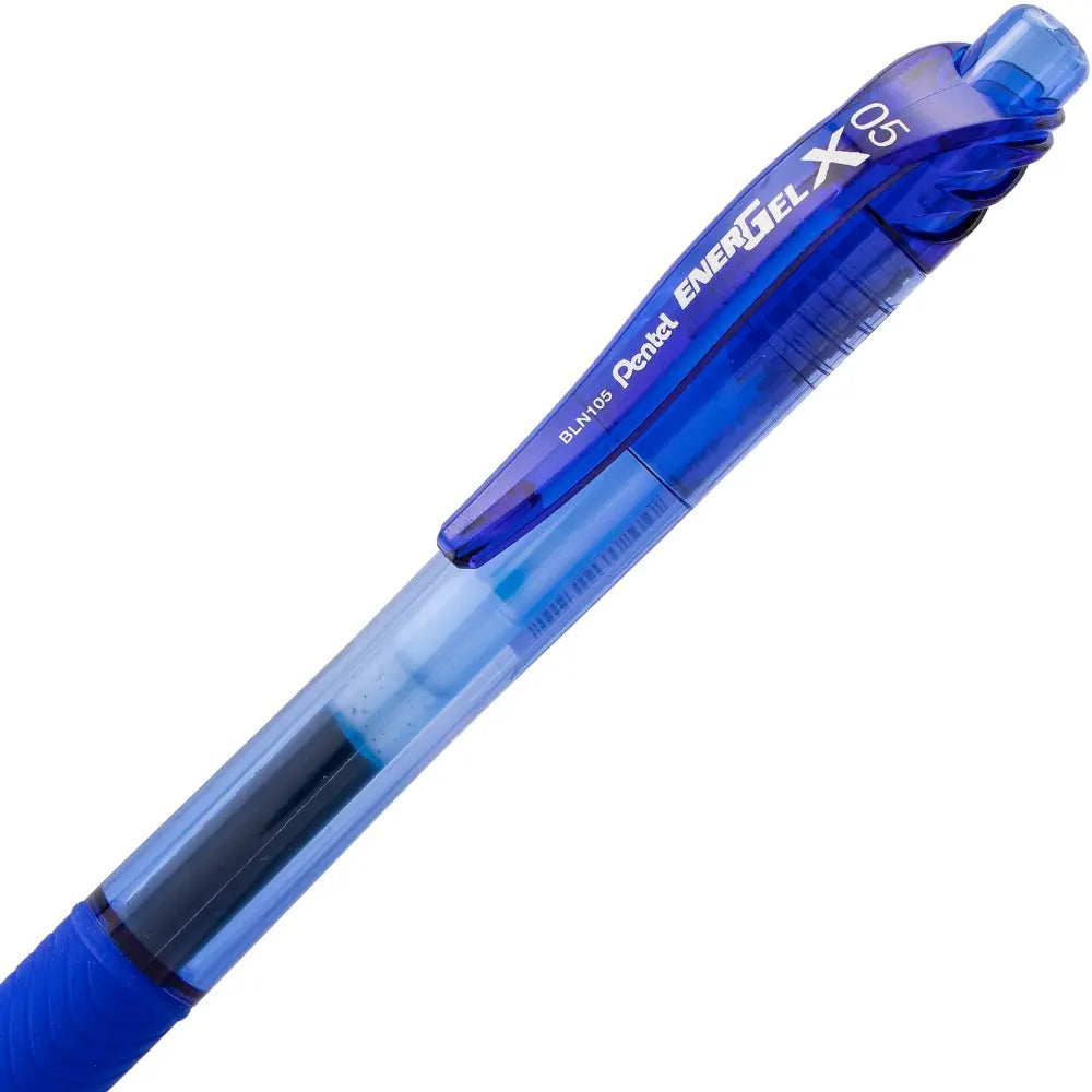 EnerGel-X Retractable Liquid Gel Pen, (0.5mm) Needle Tip, Fine Line, Blue Ink