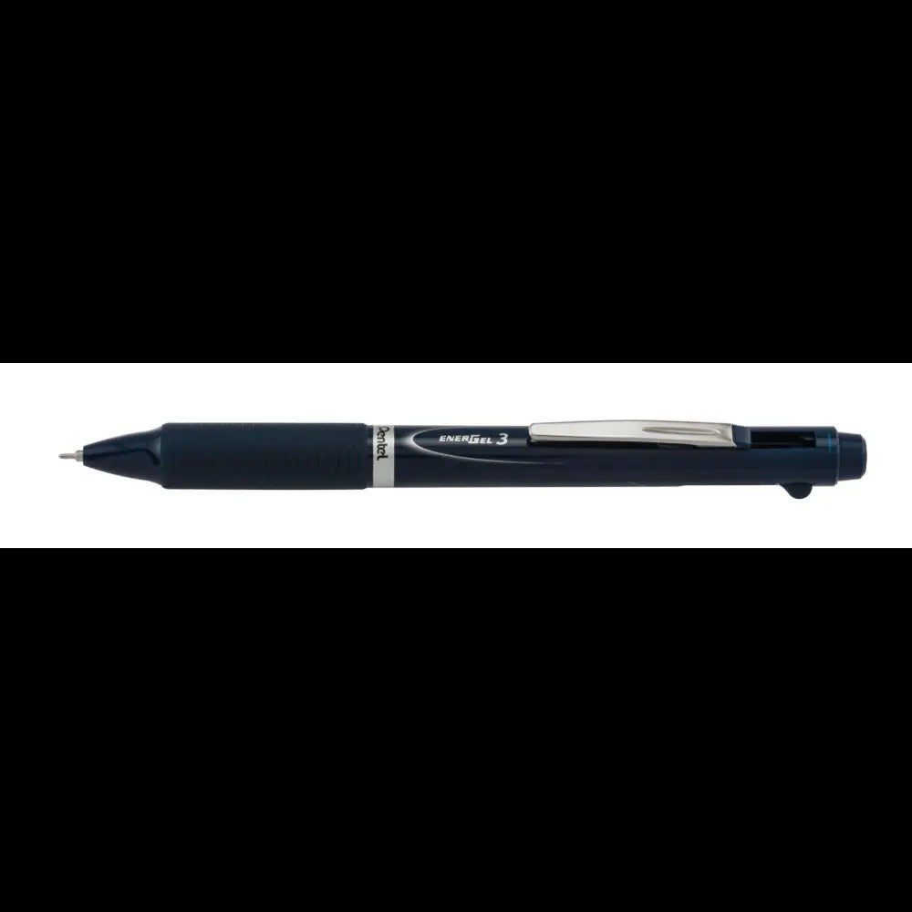 EnerGel 3 Multi-Function, 3-Ink Gel Pen, (0.5mm) Fine Line, Black/Red/Blue Ink, Dark Blue Barrel