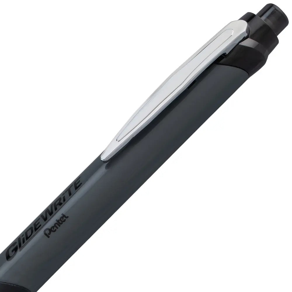 GlideWrite Gun Metal Barrel Ballpoint Pen, (0.7mm), Fine Line, Black Ink