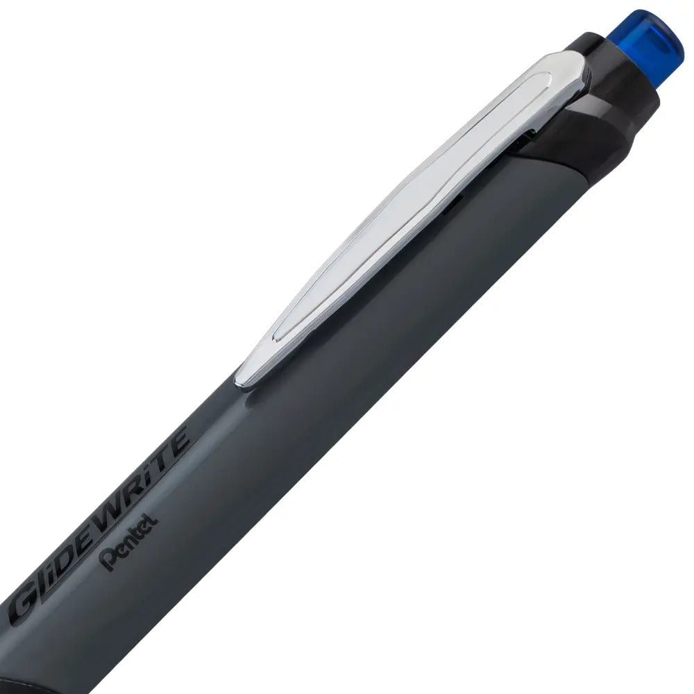 GlideWrite Gun Metal Barrel Ballpoint Pen, (0.7mm), Fine Line, Blue Ink