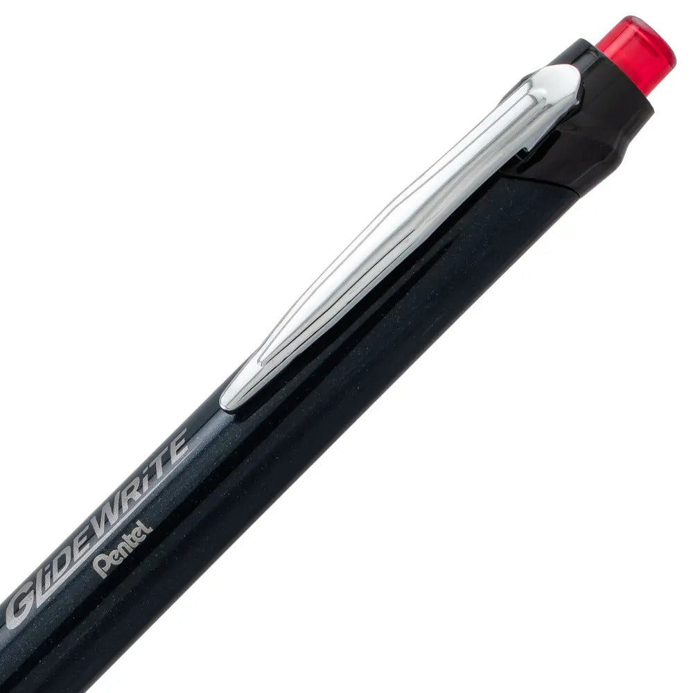 GlideWrite Signature Ballpoint Pen Black Barrel, (1.0mm) Medium line, Red Ink