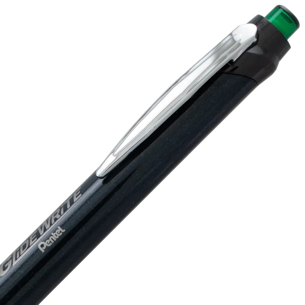 GlideWrite Signature Ballpoint Pen Black Barrel, (1.0mm) Medium line, Green Ink