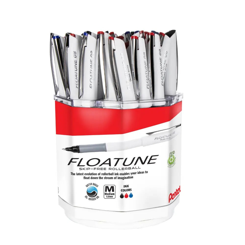 FLOATUNE Rollerball, 0.8mm Medium Line, Assorted Ink - 36 pcs Spinner Display