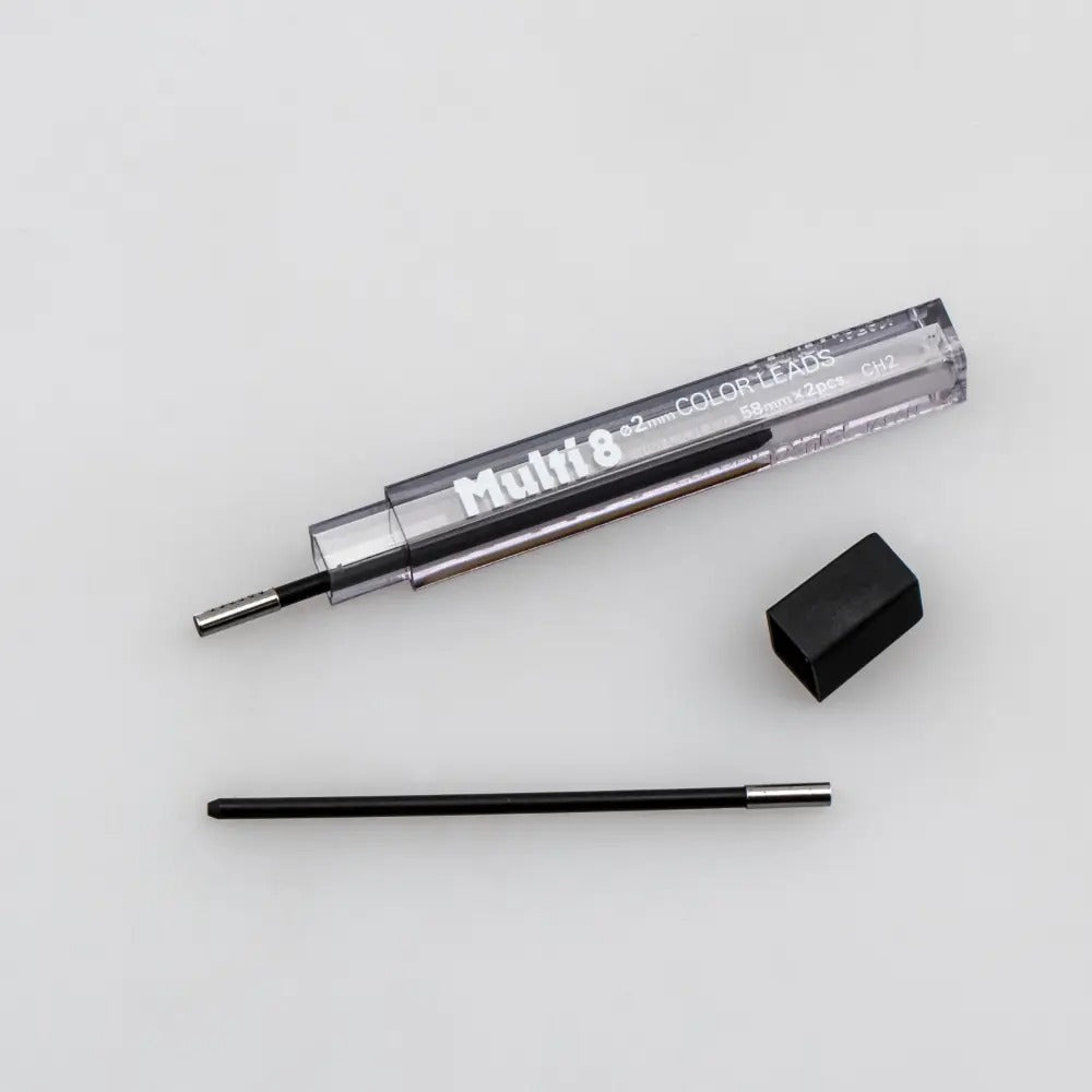 Pentel Arts 8 Colour Pencil Lead Refill (2.0mm), Black, 2 pcs/Tube