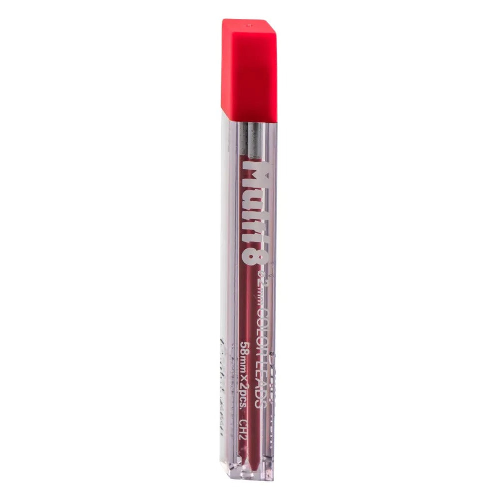 Pentel Arts 8 Colour Pencil Lead Refill (2.0mm), Red, 2 pcs/Tube