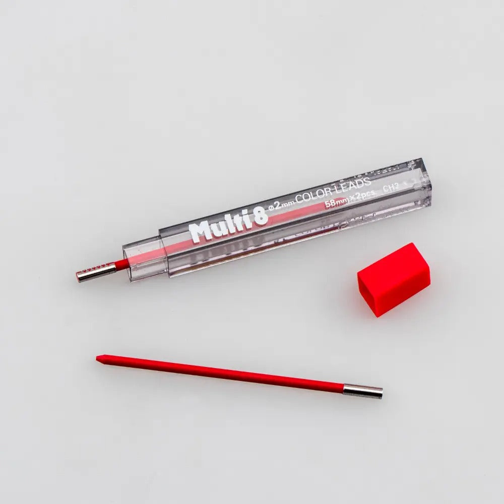Pentel Arts 8 Colour Pencil Lead Refill (2.0mm), Red, 2 pcs/Tube