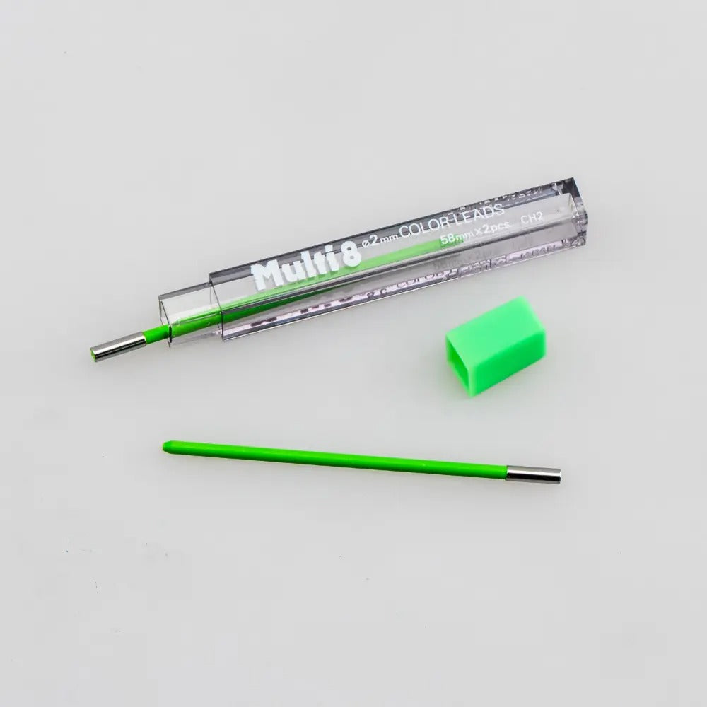 Pentel Arts 8 Colour Pencil Lead Refill (2.0mm), Lt. Green, 2 pcs/Tube