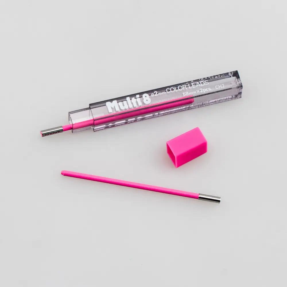 Pentel Arts 8 Colour Pencil Lead Refill (2.0mm), Pink, 2 pcs/Tube