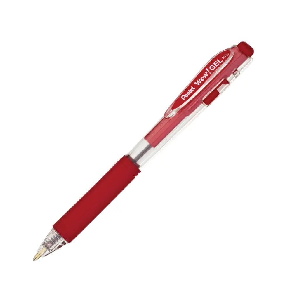 Wow! Gel Retractable Gel Pen, (0.7mm) Medium Line, Red Ink