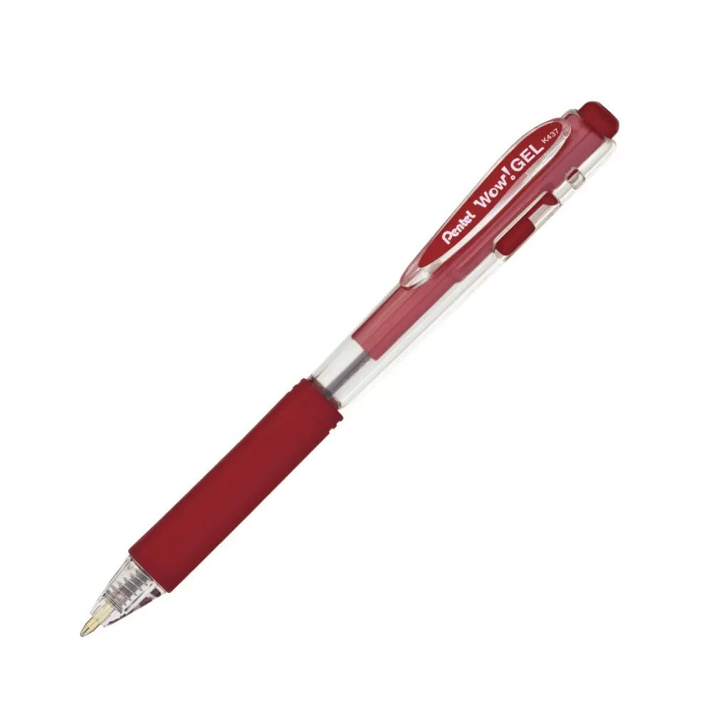 Wow! Gel Retractable Gel Pen, (0.7mm) Medium Line, Red Ink