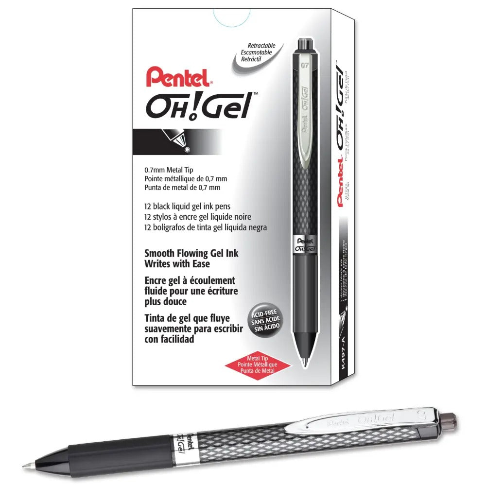 OH! Gel Retractable Gel Pen, Medium Line, Black Ink