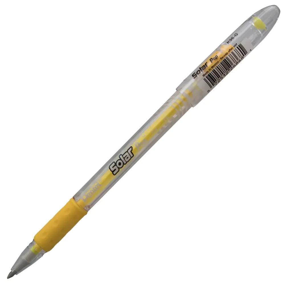 Solar Pop Neon Gel Pen, (0.6mm) Medium Line, Yellow Ink