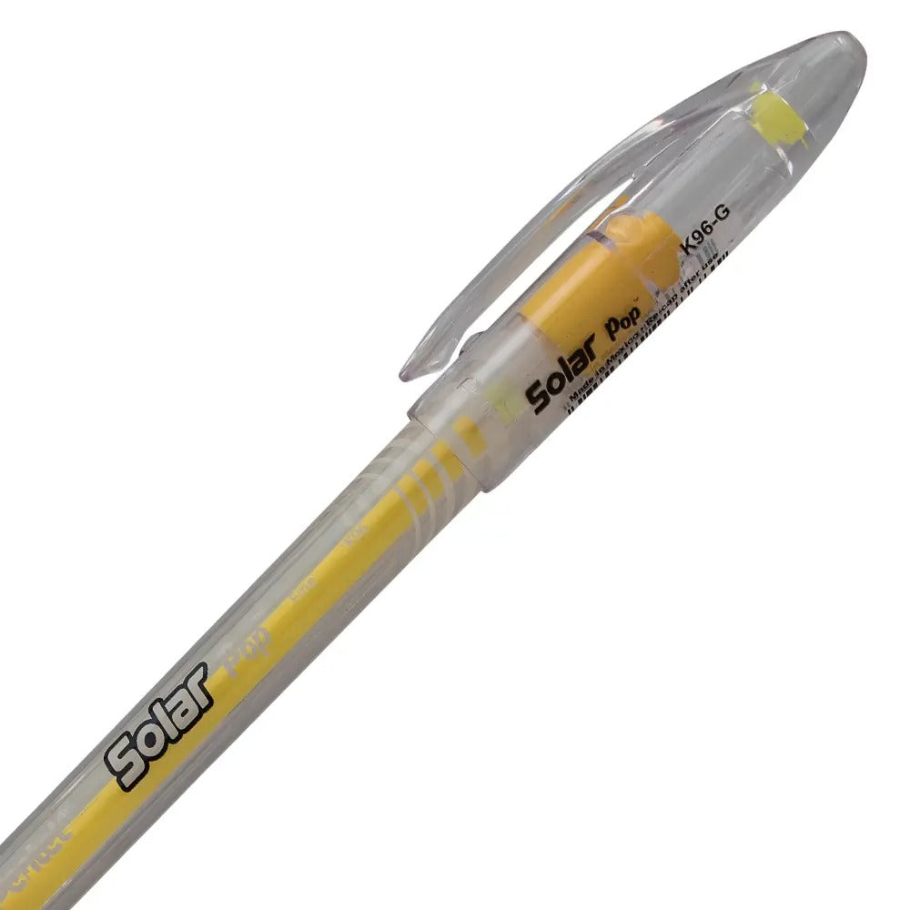 Solar Pop Neon Gel Pen, (0.6mm) Medium Line, Yellow Ink