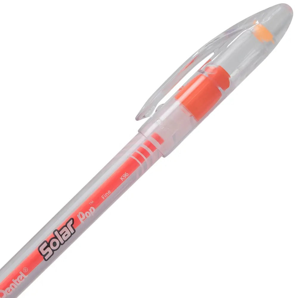 Solar Pop Neon Gel Pen, (0.6mm) Medium Line, Orange Ink