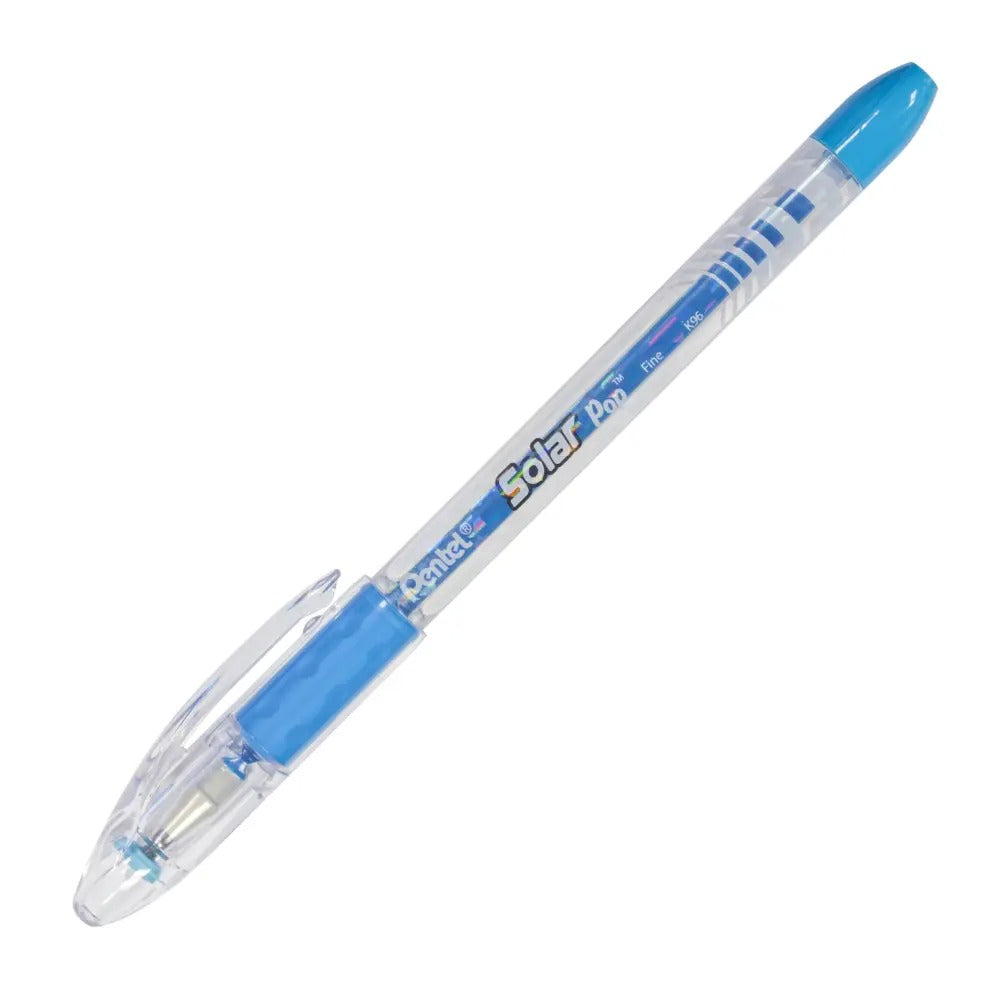 Solar Pop Neon Gel Pen, (0.6mm) Medium Line, Sky Blue Ink