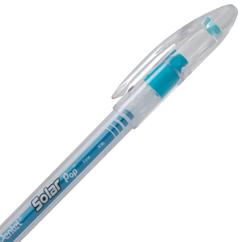 Solar Pop Neon Gel Pen, (0.6mm) Medium Line, Sky Blue Ink