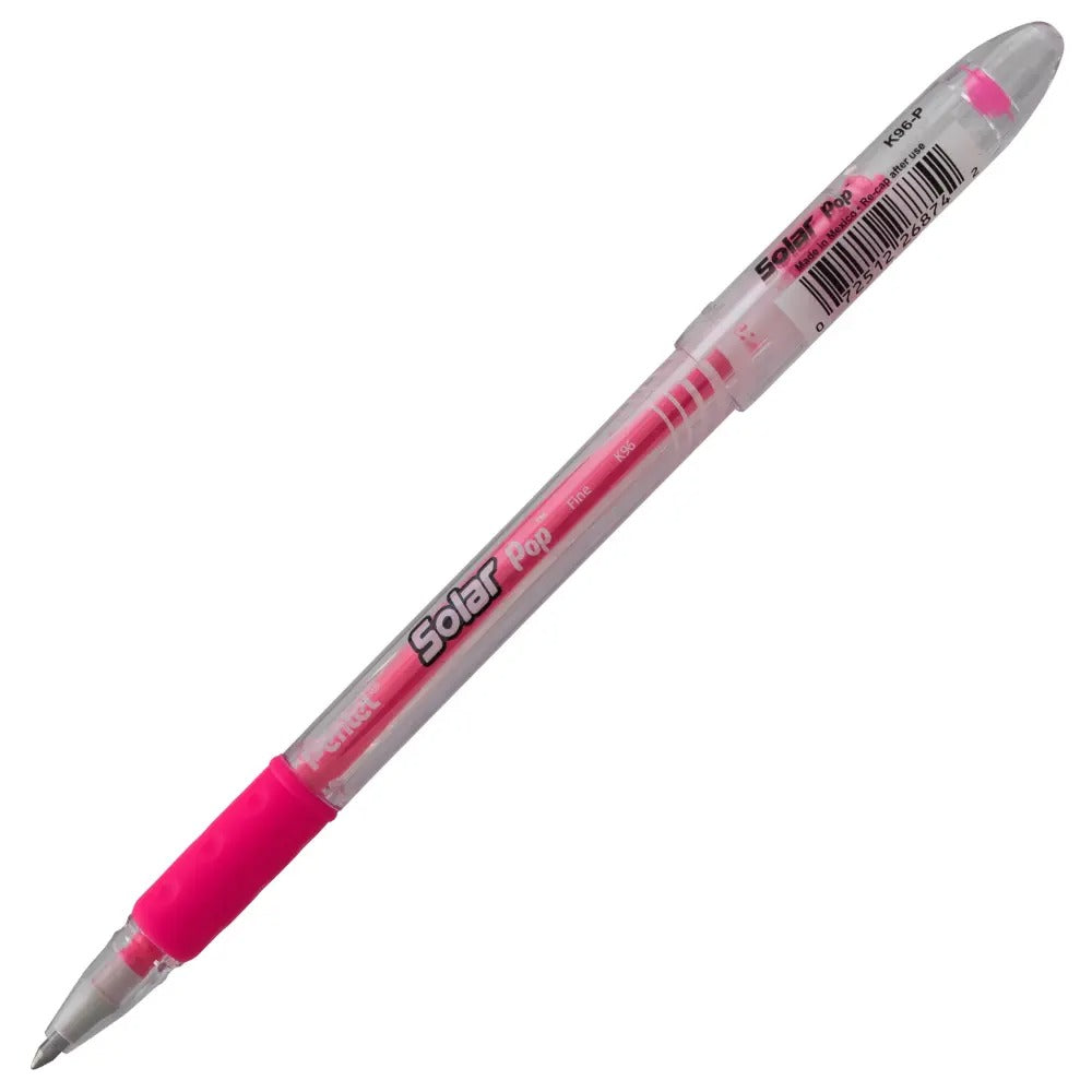Solar Pop Neon Gel Pen, (0.6mm) Medium Line, Pink Ink