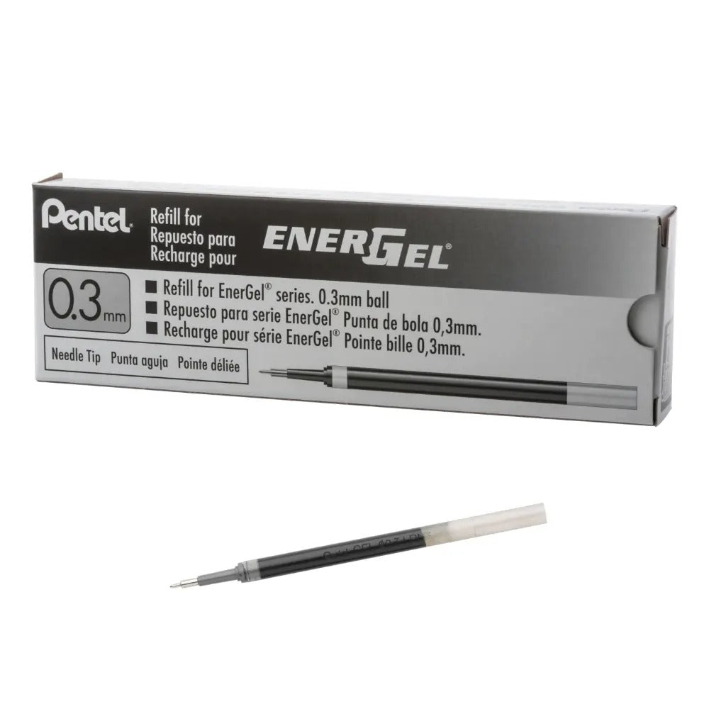 Refill Ink - For EnerGel Retractable Liquid Gel Pen, Needle Tip (0.3mm) Extra Fine Line, Black Ink
