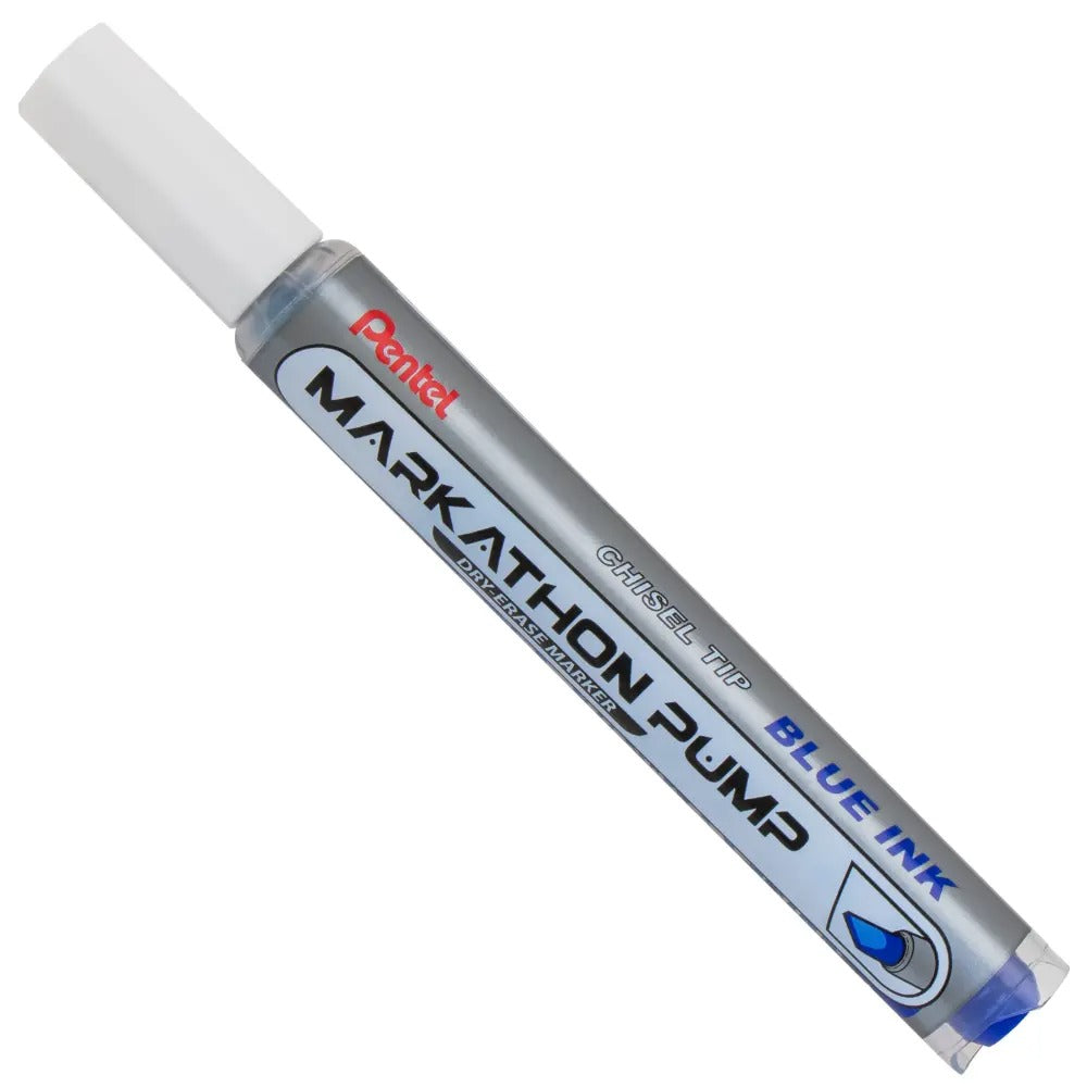 Markathon Pump Dry Erase Marker, Chisel Tip, Blue Ink