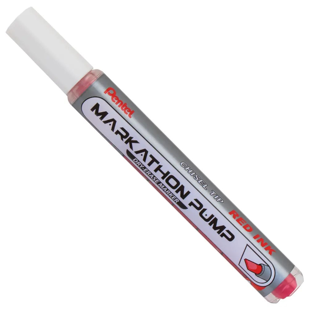 Markathon Pump Dry Erase Marker, Chisel Tip, Red Ink