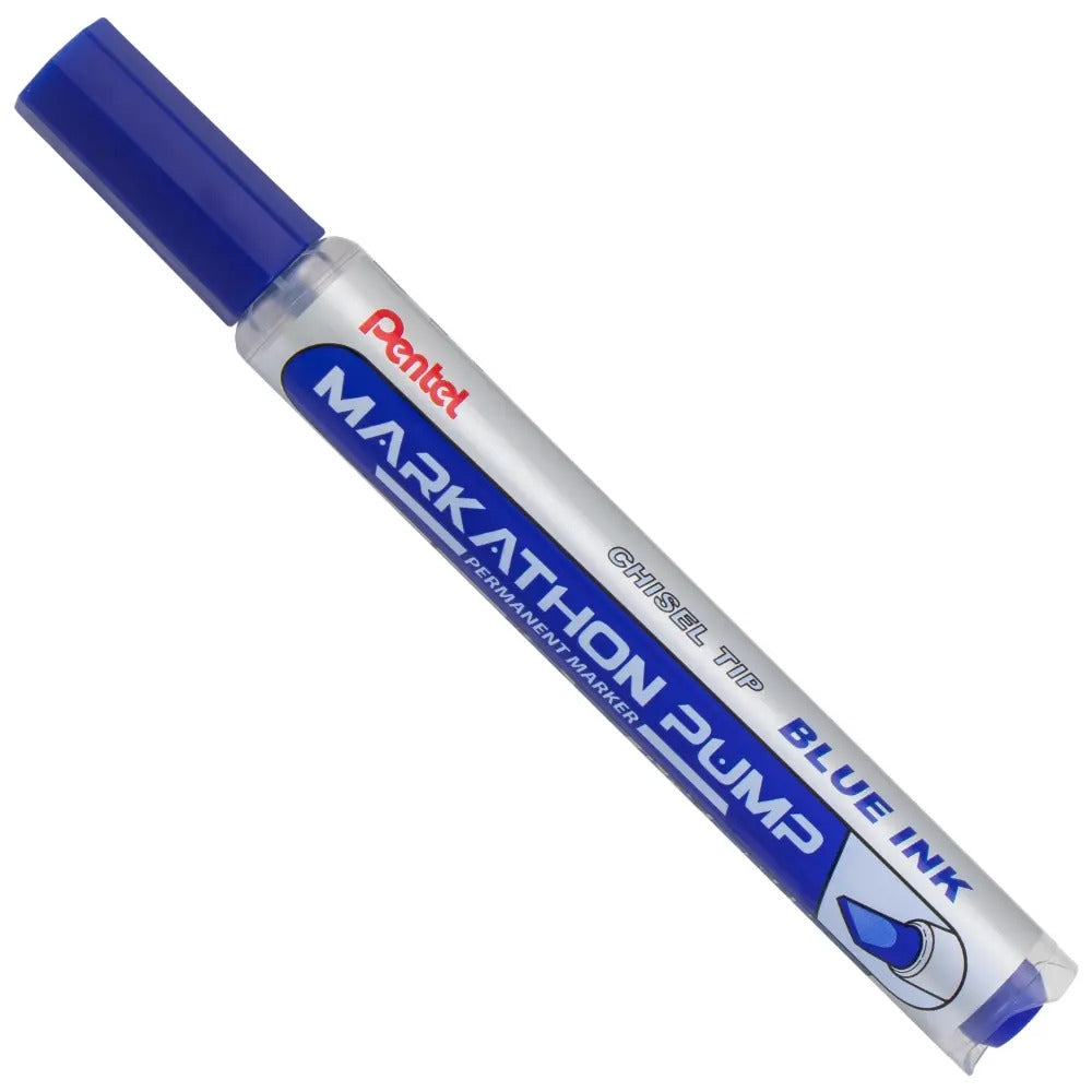 Markathon Pump Permanent Marker, Chisel Tip, Blue Ink