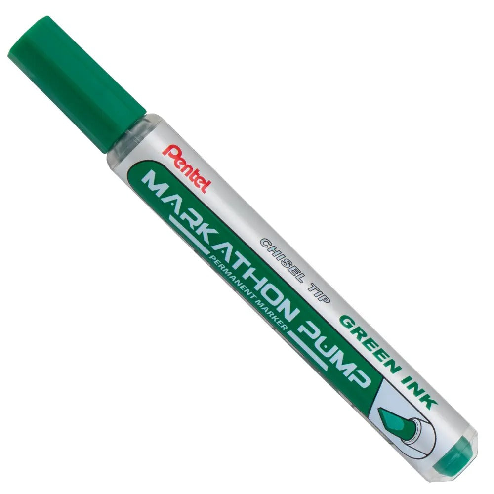 Markathon Pump Permanent Marker, Chisel Tip, Green Ink