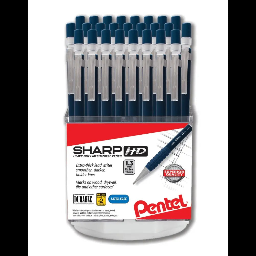 Sharp Premium Mechanical Pencil (0.5/0.7/0.9mm), Sharp HD HEachvy Duty Mechanical Pencil, (1.3mm) Extra-thick line, Spinner Display - 48 pcs