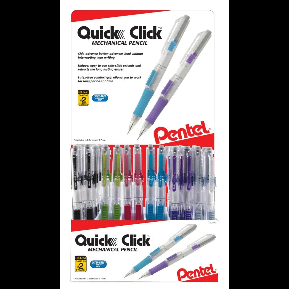QUICK CLICK Mechanical Pencil (0.7mm), Medium, Open Stock Display - 96 Pieces