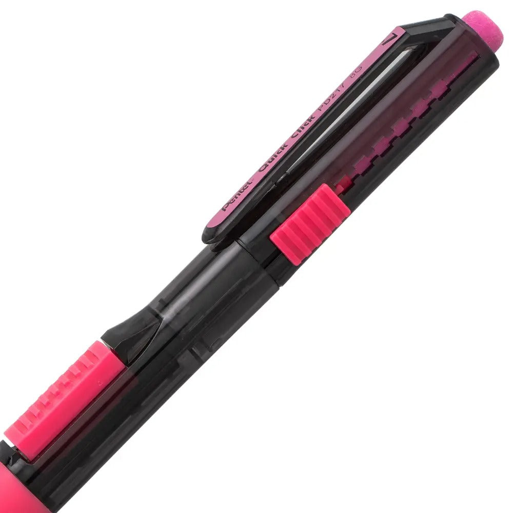 QUICK CLICK POP Mechanical Pencil, (0.7mm) Medium 2B Lead, Black Barrel w/Pink Trim