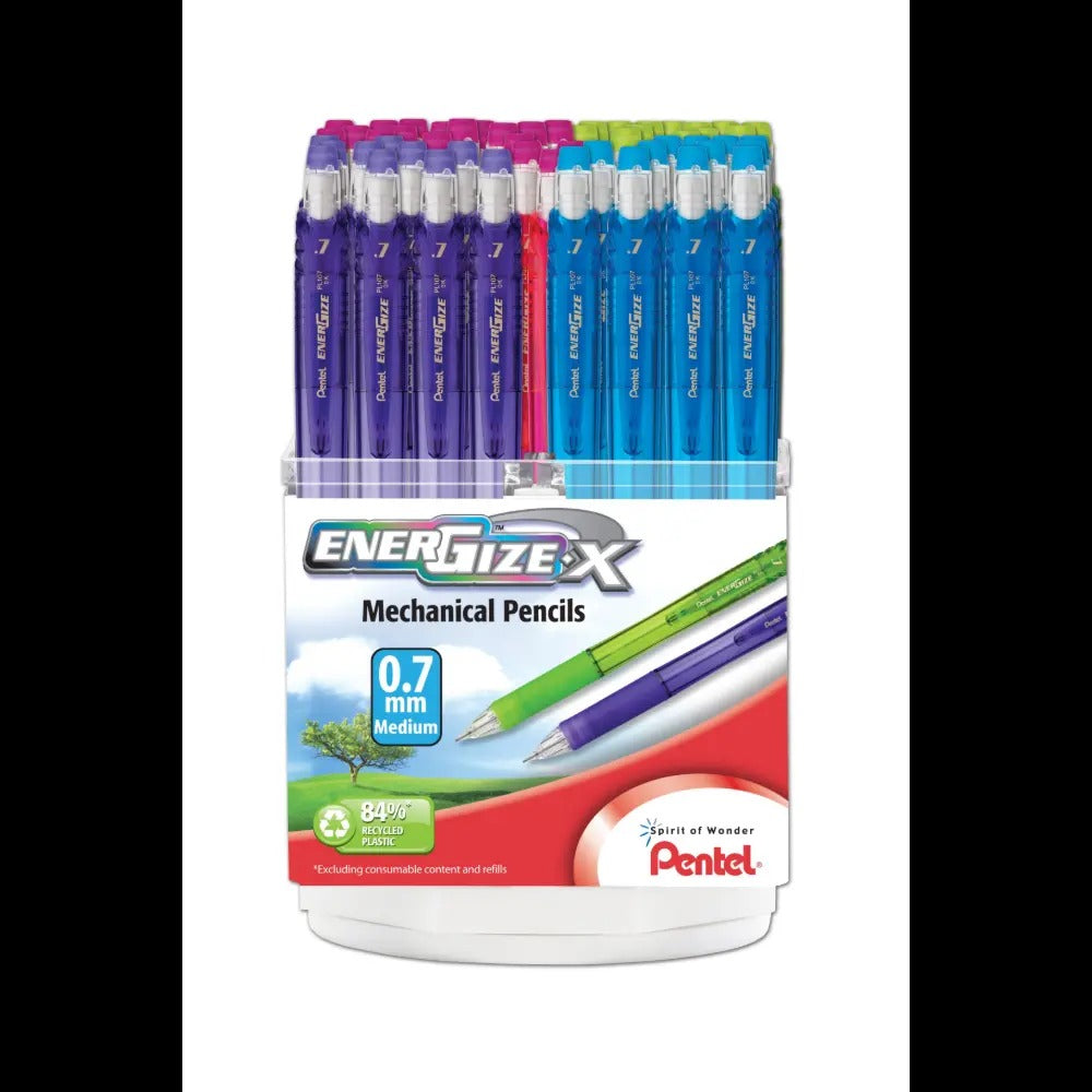 EnerGize-X Mechanical Pencil, (0.7mm) Assorted Barrel Colors, Spinner Display - 48 Pieces