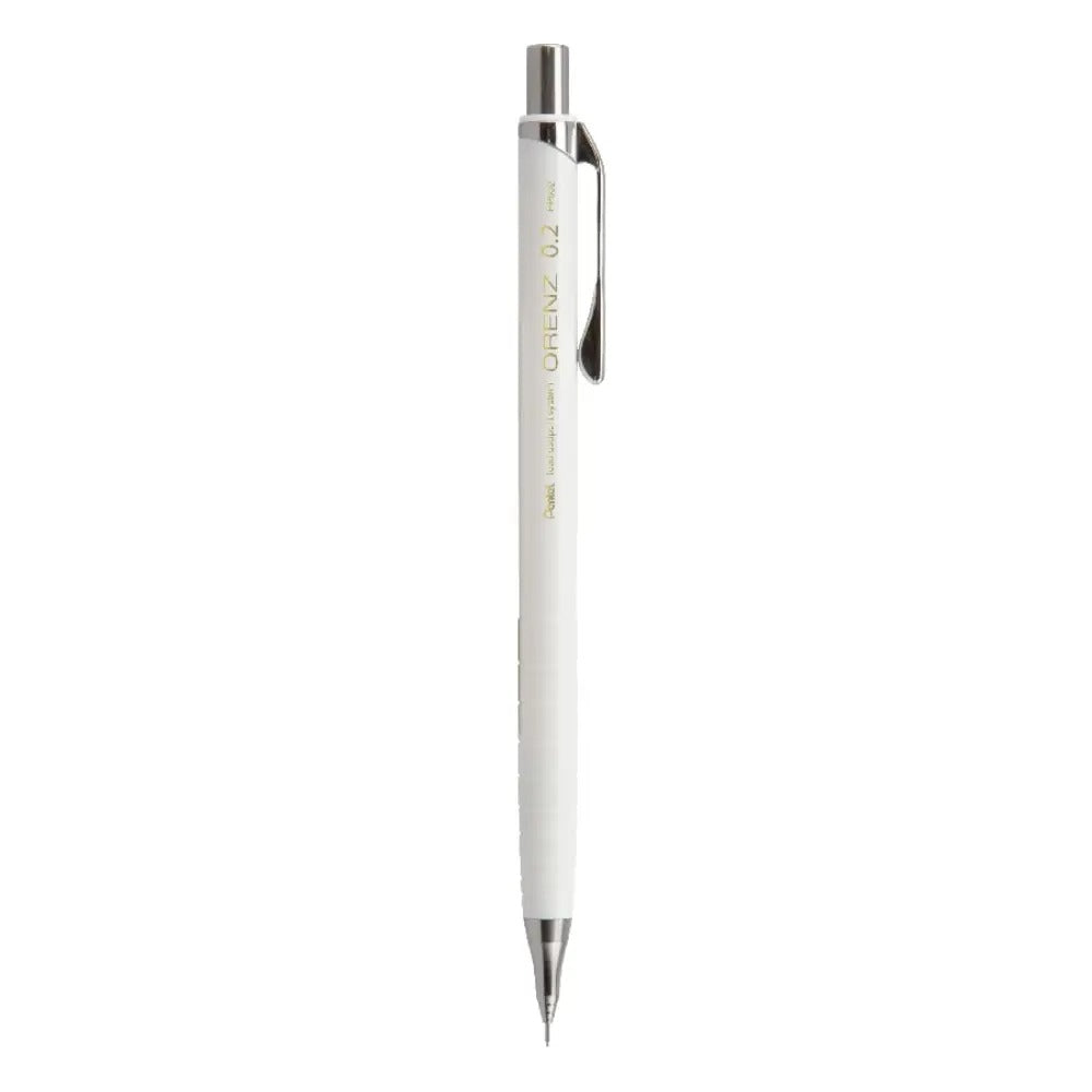 ORENZ 1-Click Mechanical Pencil (0.2mm) White Barrel, Pre-Loaded with B Lead