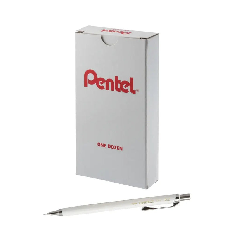 ORENZ 1-Click Mechanical Pencil (0.2mm) White Barrel, Pre-Loaded with B Lead