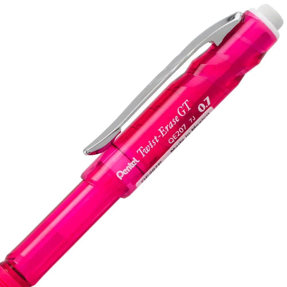 Twist-Erase GT (0.7mm) 1-CLICK Mechanical Pencil Transparent Fuschia Pink