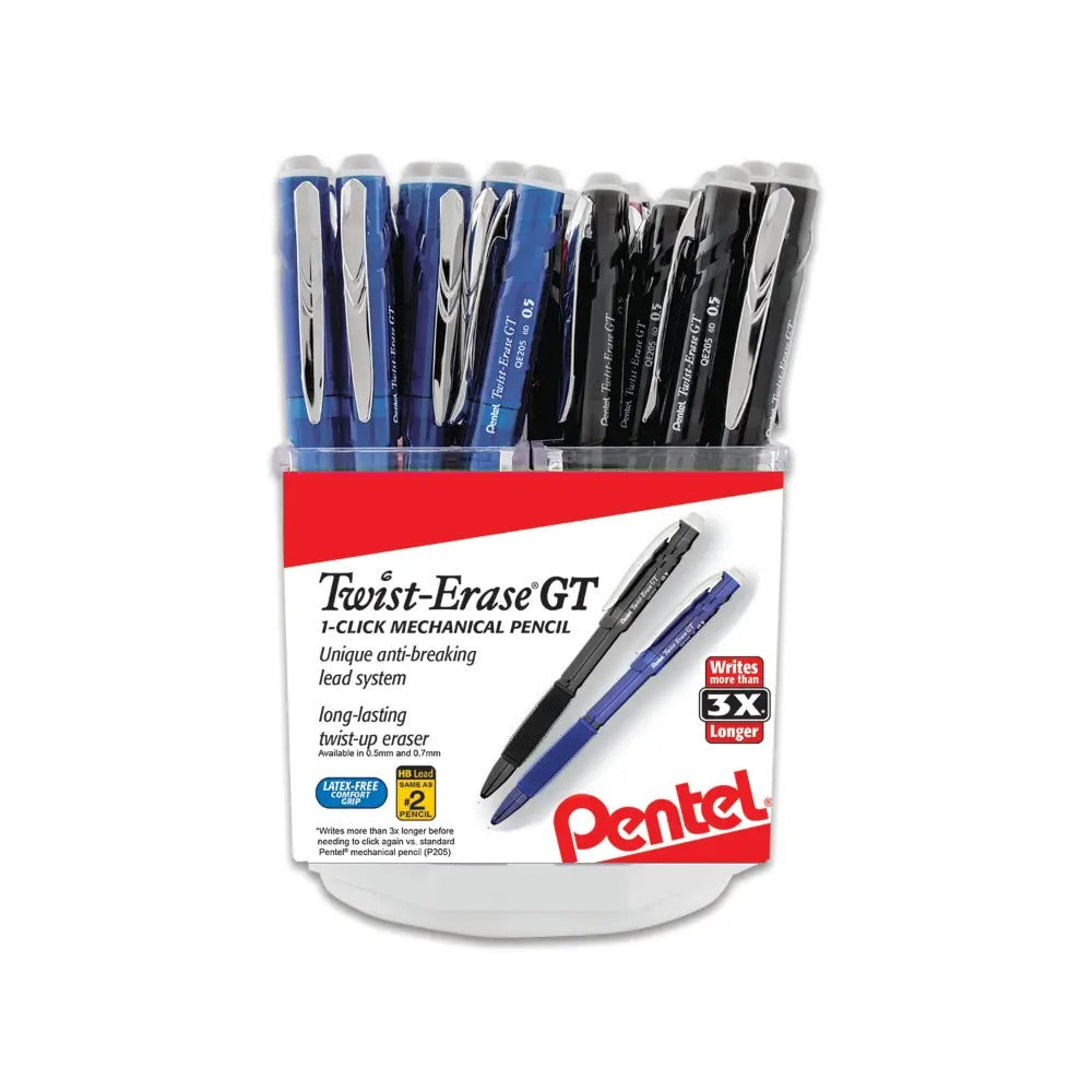 Twist-Erase GT 1-Click Mechanical Pencil, (0.5mm) Assorted Barrel Colors, Spinner Display - 48 Pieces