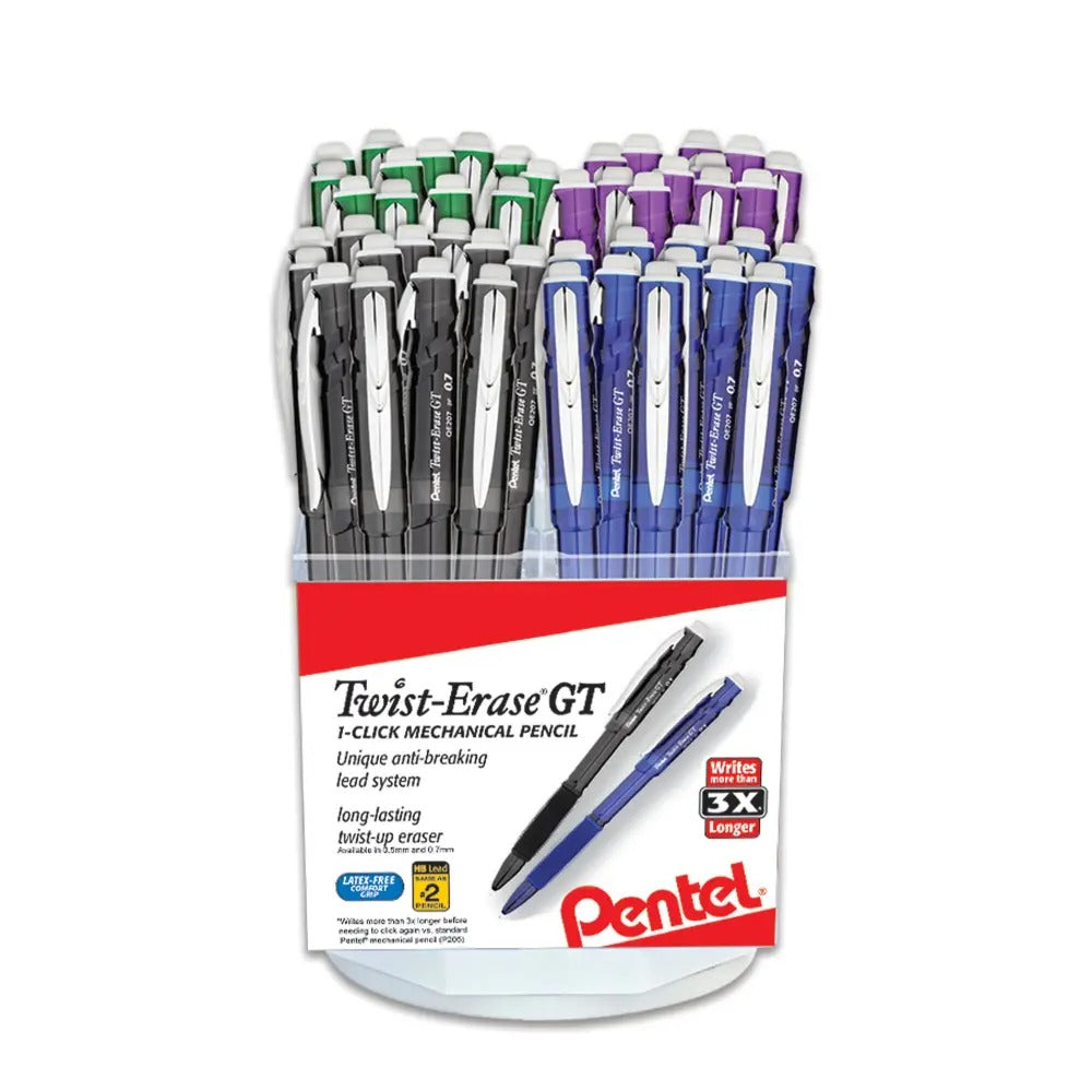 Twist-Erase GT 1-Click Mechanical Pencil, (0.7mm) Assorted Barrel Colors, Open Stock Display - 48 Pieces