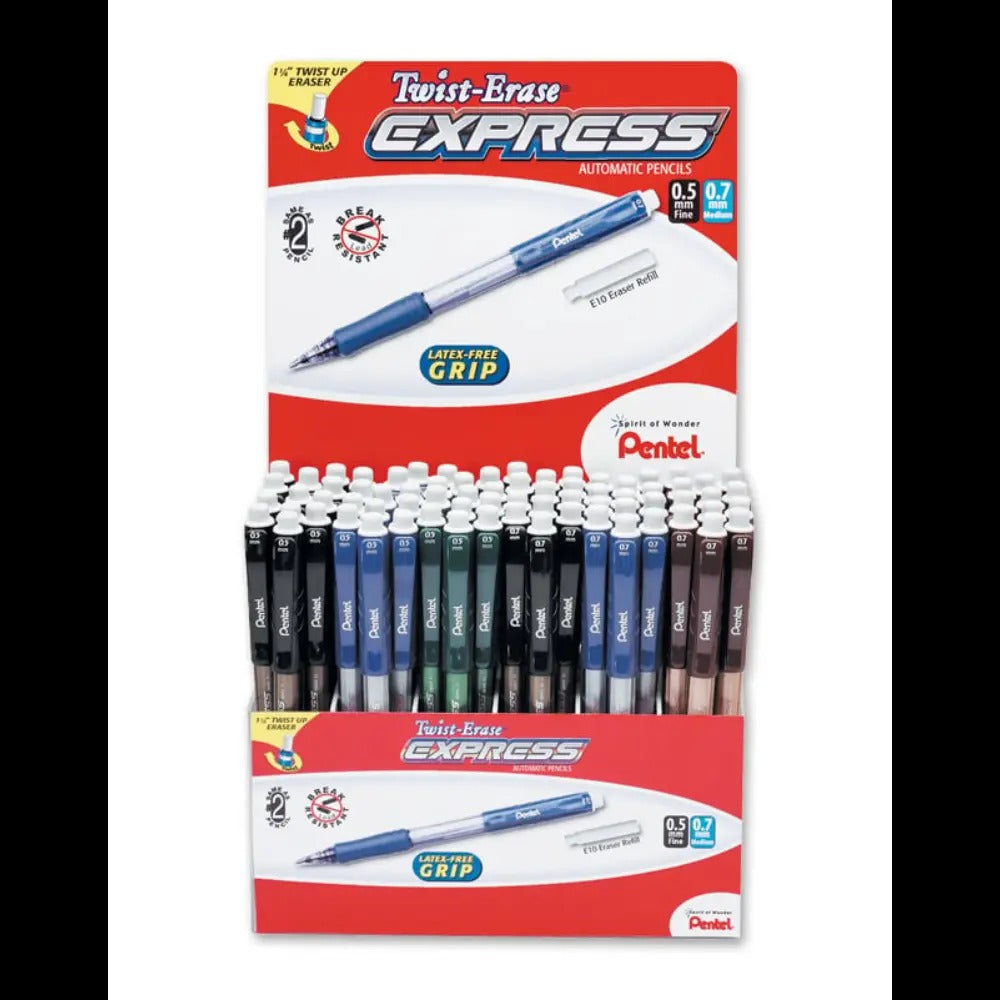 Twist-Erase EXPRESS Mechanical Pencil (0.5mm/0.7mm), Open Stock Display - 72 Pieces