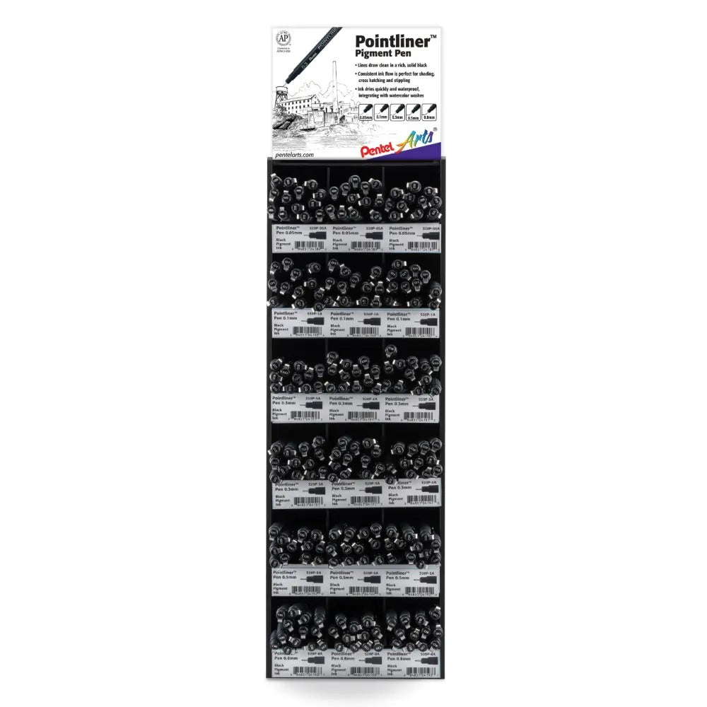 Pentel Arts Pointliner Pen Tower Display - 216 Pieces