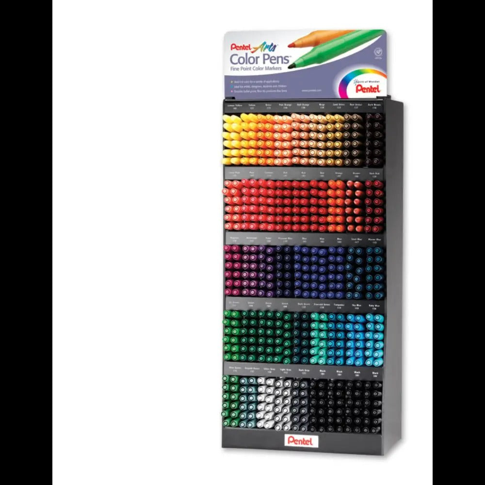 Pentel Arts Color Pen Open Stock Assorted Color Tower Display - 540 Pieces