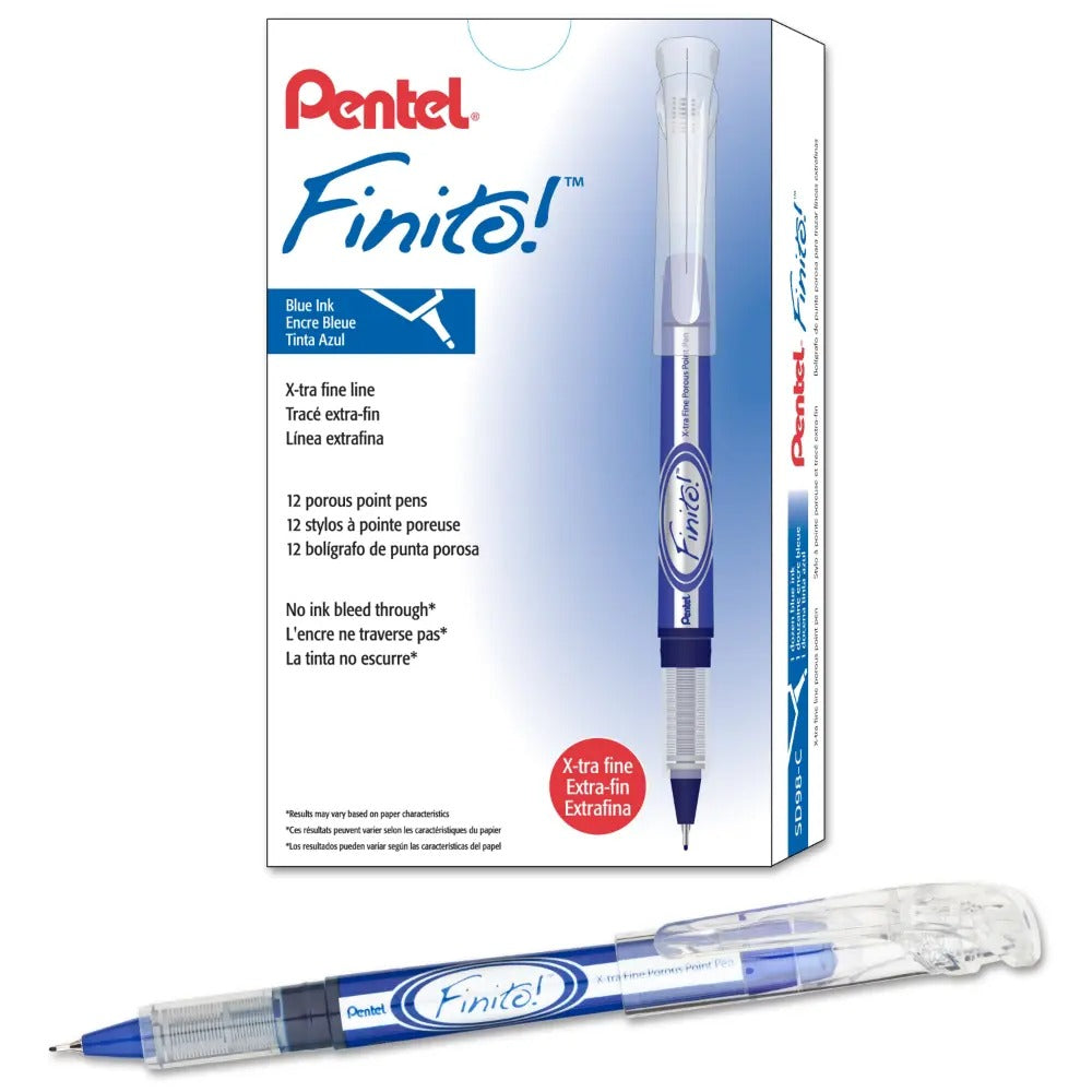 FINITO! Porous Point Pen X-tra Fine Point Tip, Blue Ink