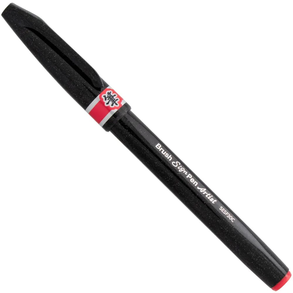 Pentel Arts Sign Pen Micro Brush, Red Ink