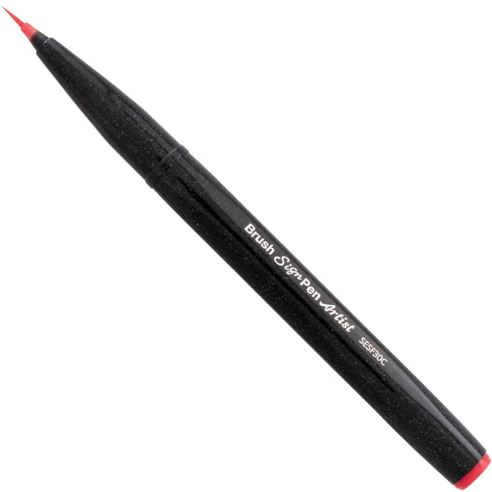 Pentel Arts Sign Pen Micro Brush, Red Ink