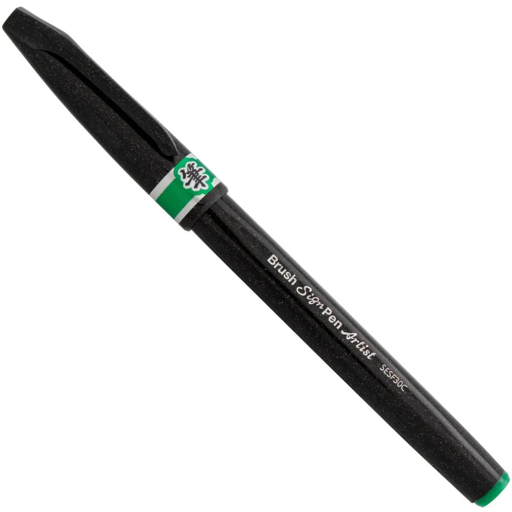 Pentel Arts Sign Pen Micro Brush, Green Ink