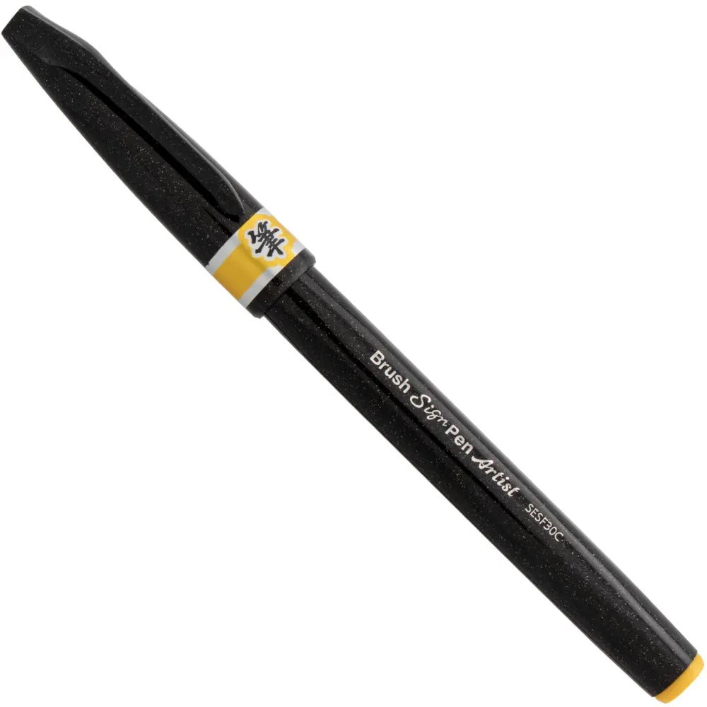 Pentel Arts Sign Pen Micro Brush, Yellow Ink