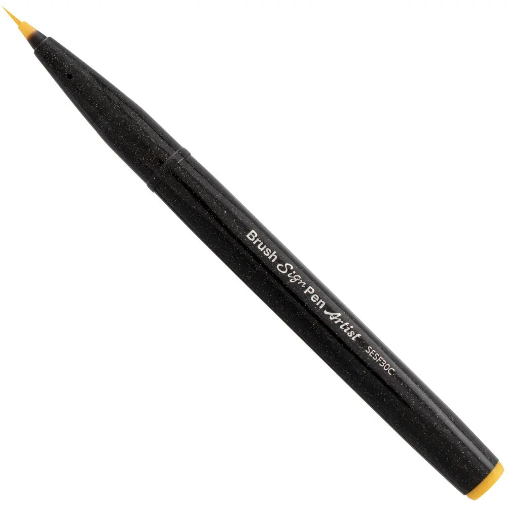 Pentel Arts Sign Pen Micro Brush, Yellow Ink