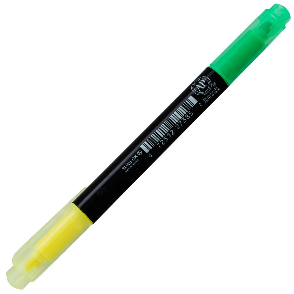 Twin Checker Dual-tip Highlighter, Chisel Tip, Yellow/Green Ink