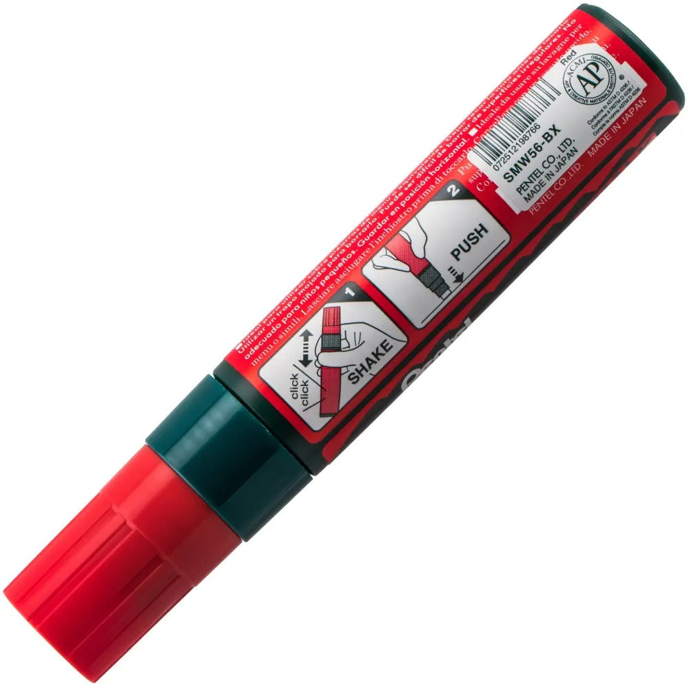 Pentel Arts Wet Erase Chalk Marker, Jumbo Tip, Red Ink