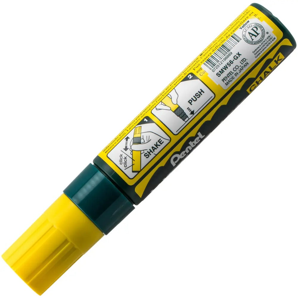 Pentel Arts Wet Erase Chalk Marker, Jumbo Tip, Yellow Ink
