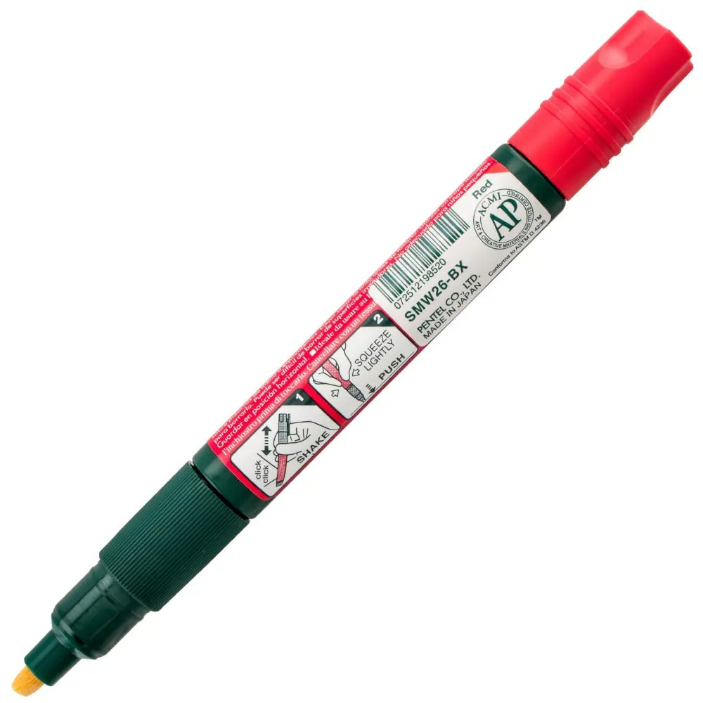 Pentel Arts Wet Erase Chalk Marker, Chisel Tip, Red Ink