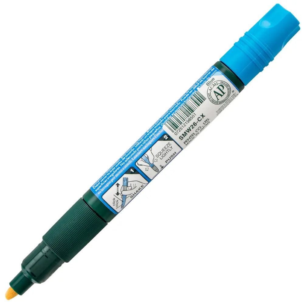 Pentel Arts Wet Erase Chalk Marker, Chisel Tip, Blue Ink