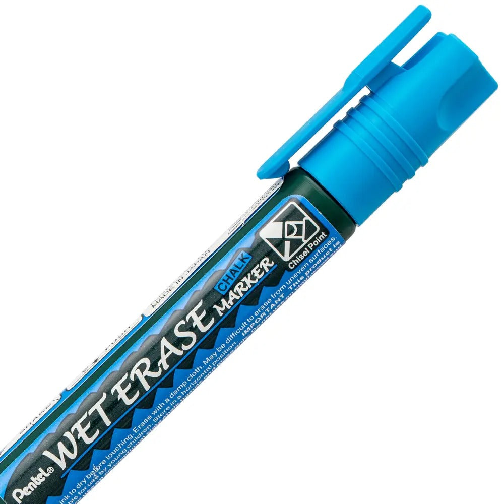 Pentel Arts Wet Erase Chalk Marker, Chisel Tip, Blue Ink